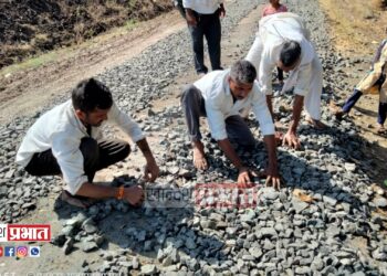 रस्त्याचे काम गुणवत्तापूर्ण करण्याची ग्रामस्थांची मागणी