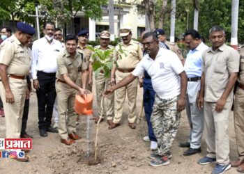 पोलीस अधिक्षक कार्यालय परिसरात वृक्षारोपण