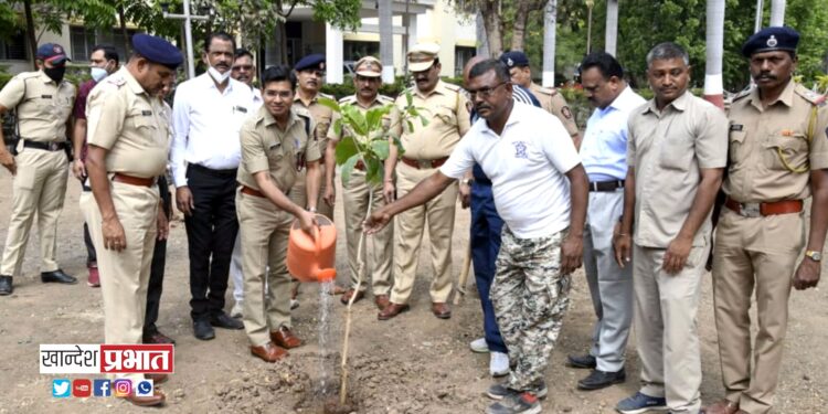 पोलीस अधिक्षक कार्यालय परिसरात वृक्षारोपण