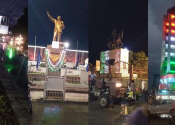 स्वातंत्र्याच्या अमृत महोत्सवानिमित्त रोषणाईने उजळले महापुरुषांचे पुतळे