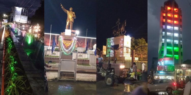 स्वातंत्र्याच्या अमृत महोत्सवानिमित्त रोषणाईने उजळले महापुरुषांचे पुतळे