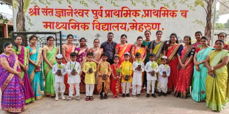 श्री संत ज्ञानेश्वर विद्यालयात “वृक्ष संवर्धनाची गुढी” उपक्रम
