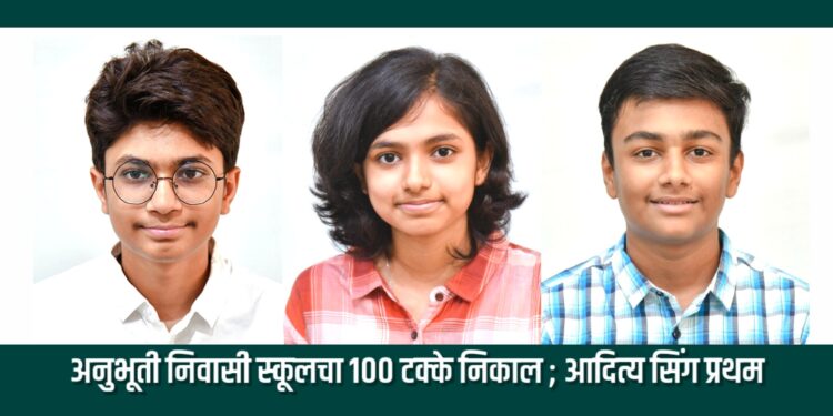 सीआयएससीई बोर्डच्या दहावीच्या परीक्षेत अनुभूती स्कूलच्या विद्यार्थ्यांचे यश