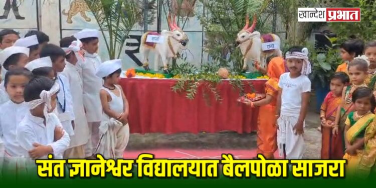 संत ज्ञानेश्वर विद्यालयात बैलपोळा साजरा