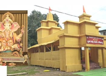 जिल्हा पेठ युवक मित्र मंडळातर्फे यंदा तामिळनाडू मधील सुवर्ण मंदिराचा देखावा