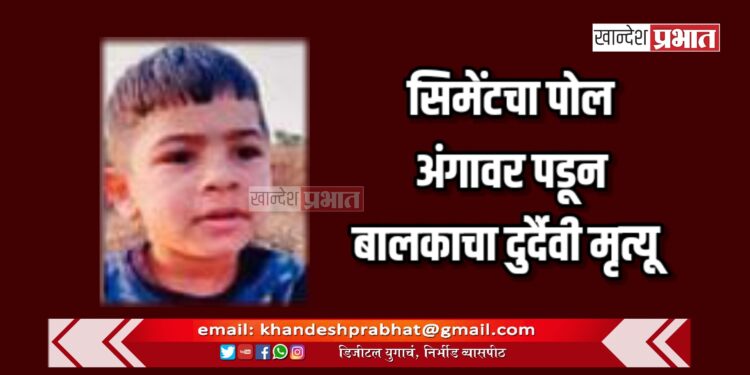 सिमेंटचा पोल अंगावर पडून बालकाचा दुर्दैवी मृत्यू