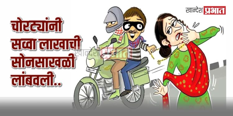 पत्ता विचारत वृद्धेची सोनसाखळी लांबवली ; जळगावातील घटना