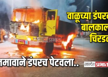 वाळूच्या डंपरने बालकाला चिरडले, जमावाने डंपरच पेटवला..