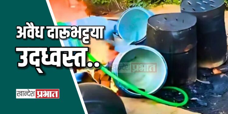 अवैध दारूभट्टया उद्ध्वस्त ; दारूबंदी विभागाची कारवाई