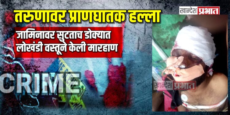 तरुणावर प्राणघातक हल्ला ; जामिनावर सुटताच डोक्यात लोखंडी वस्तूने केली मारहाण