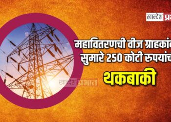 महावितरणची वीज ग्राहकांकडे सुमारे २५० कोटी रुपयांची थकबाकी