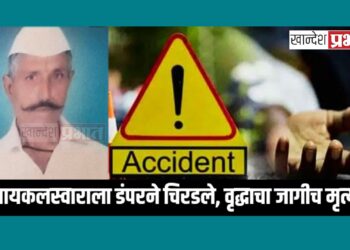 सायकलस्वाराला डंपरने चिरडले, वृद्धाचा जागीच मृत्यू