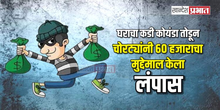 घराचा कडी कोयंडा तोडून चोरट्यांनी ६० हजाराचा मुद्देमाल केला लंपास