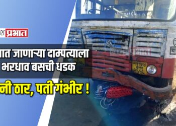 शेतात जाणाऱ्या दाम्पत्याला भरधाव बसची धडक ; पत्नी ठार, पती गंभीर !
