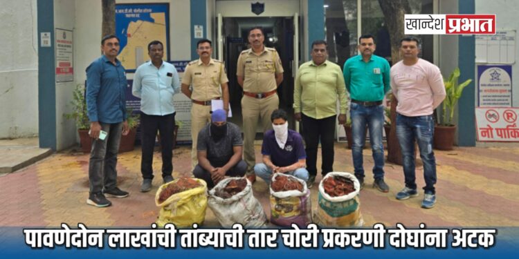 पावणेदोन लाखांची तांब्याची तार चोरी प्रकरणी दोघांना अटक