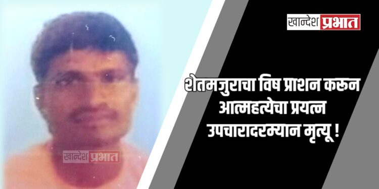 शेतमजुराचा विष प्राशन करून आत्महत्येचा प्रयत्न ; उपचारादरम्यान मृत्यू !