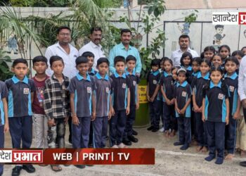 शाळेच्या पहिल्या दिवशी इको क्लबच्या माध्यमातून संत ज्ञानेश्वर विद्यालयात वृक्षारोपण