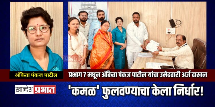 मनपा रणसंग्राम: प्रभाग ७ मधून अंकिता पंकज पाटील यांचा उमेदवारी अर्ज दाखल; ‘कमळ’ फुलवण्याचा निर्धार!