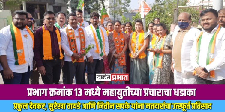 प्रभाग क्रमांक १३ मध्ये महायुतीच्या प्रचाराचा धडाका