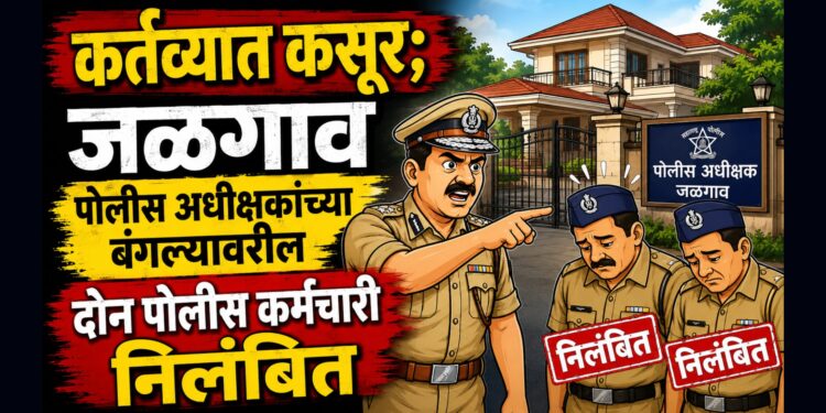 कर्तव्यात कसूर; जळगाव पोलीस अधीक्षकांच्या बंगल्यावरील दोन पोलीस कर्मचारी निलंबित