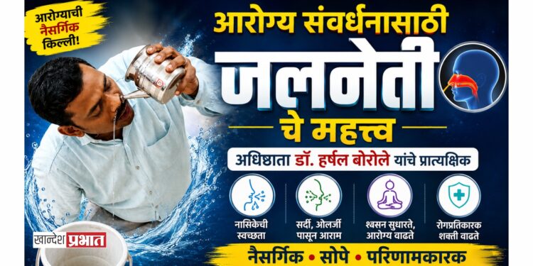 आरोग्य संवर्धनासाठी ‘जलनेती’चे महत्त्व; अधिष्ठाता डॉ. हर्षल बोरोले यांचे प्रात्यक्षिक