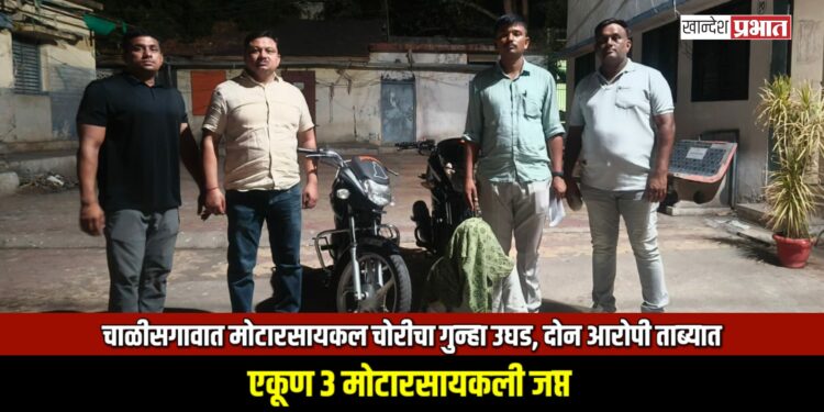चाळीसगावात मोटारसायकल चोरीचा गुन्हा उघड, दोन आरोपी ताब्यात; एकूण ३ मोटारसायकली जप्त
