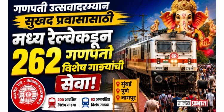 गणपती उत्सवादरम्यान सुखद प्रवासासाठी मध्य रेल्वेकडून २६२ गणपती विशेष गाड्यांची सेवा