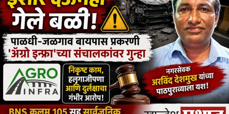 इशारे देऊनही गेले बळी! पाळधी-जळगाव बायपास प्रकरणी ‘ॲग्रो इन्फ्रा’च्या संचालकांवर गुन्हा